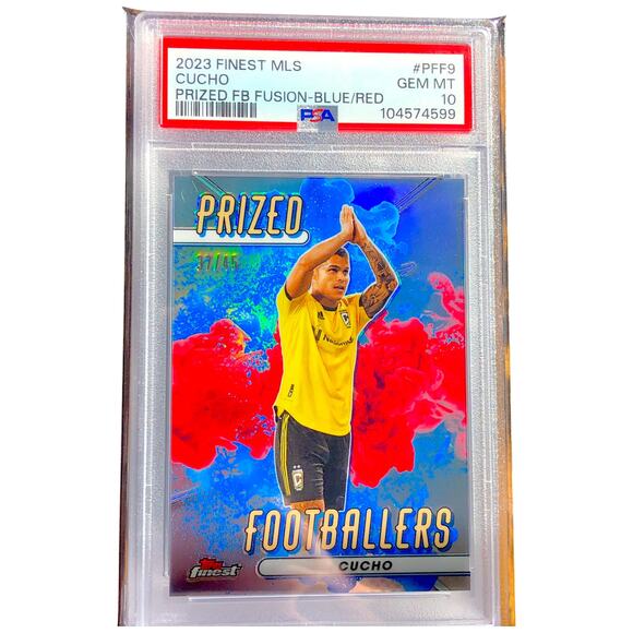 2023 Topps Finest MLS Prized Footballers Fusions BlueRed #PFF-9 Cucho /45 PSA 10 - Picture 5 of 8